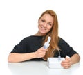 Young woman using nebulizer for respiratory inhaler Asthma Treat