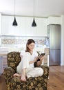 Young woman using tablet