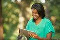 Young woman using tablet computer