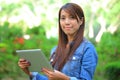 Young woman using tablet touch computer Royalty Free Stock Photo