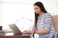 Young woman using video chat on laptop Royalty Free Stock Photo