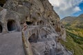 Young woman in Vardzia Cave Monastery of Georgia