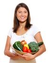 Young woman with vegetable basket