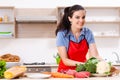 Young woman with vegetables in the kitchen Royalty Free Stock Photo