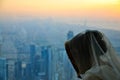 Young Woman in Veil, and View from Burj Khalifa Royalty Free Stock Photo