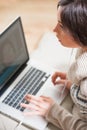 Young woman video chatting using laptop Royalty Free Stock Photo