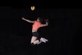 Young woman volleyball player isolated on black background Royalty Free Stock Photo