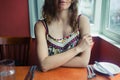 Young woman waiting for her lunch Royalty Free Stock Photo