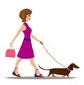 Young woman on walk with dog