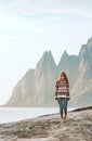 Young Woman walking alone in Norway traveling solo outdoor