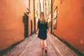 Young woman walking alone in Stockholm Royalty Free Stock Photo
