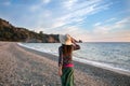 Young woman walking on the beach, Cala del CaÃÂ±uelo, Andalusia Royalty Free Stock Photo