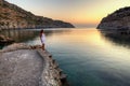 Young woman watching sunrise Royalty Free Stock Photo