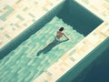 woman summer girl person swimming water swim pool holiday young illustration. Generative AI. Royalty Free Stock Photo