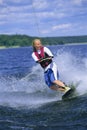 A young woman water skiing Royalty Free Stock Photo