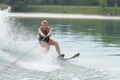 Young woman water skiing on sea Royalty Free Stock Photo