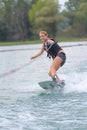 Young woman water skiing on sea Royalty Free Stock Photo