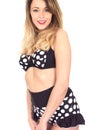 Young Woman Wearing Black Polka Dot Bikini Royalty Free Stock Photo