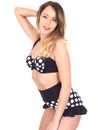 Young Woman Wearing Black Polka Dot Bikini Royalty Free Stock Photo