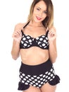 Young Woman Wearing Black Polka Dot Bikini Royalty Free Stock Photo