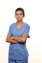 Young Woman Wearing Blue Medical Scrubs Royalty Free Stock Photo