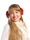 Young woman wearing ear flaps