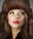 Young Woman wearing Fur Hat Royalty Free Stock Photo