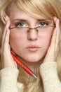 Young woman wearing glasses Royalty Free Stock Photo