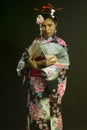 Young woman wearing Japanese Kimono