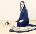 Young woman wearing kimono Royalty Free Stock Photo