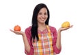 Young woman wearing kitchen apron