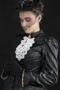 A young woman wearing an 1880s Victorian costume