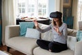 Young Woman Wearing Virtual Reality Headset In Studio Royalty Free Stock Photo