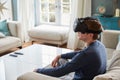 Young Woman Wearing Virtual Reality Headset In Studio Royalty Free Stock Photo