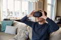 Young Woman Wearing Virtual Reality Headset In Studio Royalty Free Stock Photo