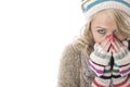 Young Woman Wearing a Wooly Hat and Gloves Royalty Free Stock Photo