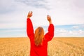 Young woman in wheat field Royalty Free Stock Photo