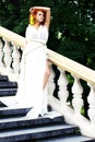 Young woman in white antique dress Royalty Free Stock Photo