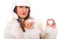 Young woman in white fur Royalty Free Stock Photo