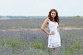 Young woman in white outdoors