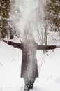 Young woman in the winter forest Royalty Free Stock Photo