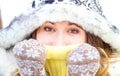 Young woman winter portrait. Shallow dof. Royalty Free Stock Photo