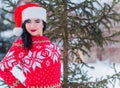 Young woman in wool coat at winter day