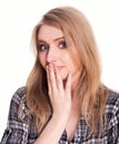 Young woman woops or surprise gesture Royalty Free Stock Photo