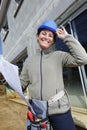 young woman worker on construction site Royalty Free Stock Photo