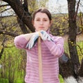 Young woman working in the garden. Royalty Free Stock Photo