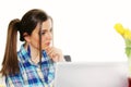 Young woman working on her laptop computer Royalty Free Stock Photo