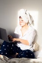 Woman is working from home Royalty Free Stock Photo