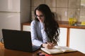 Young woman working from home on her laptop Royalty Free Stock Photo