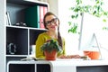 Young woman working from home - modern business concept